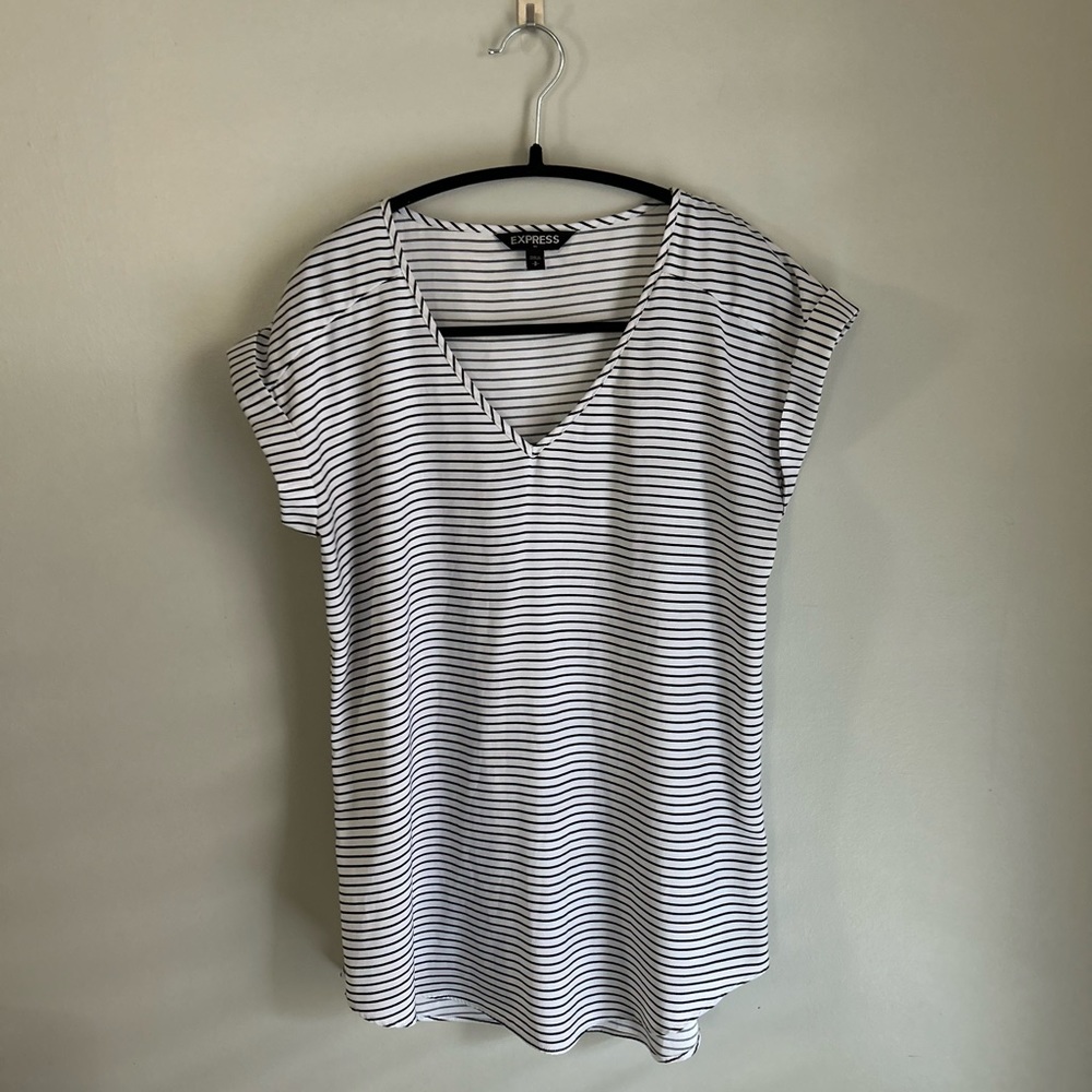SMALL- EXPRESS- Gramercy Striped Black and White Top